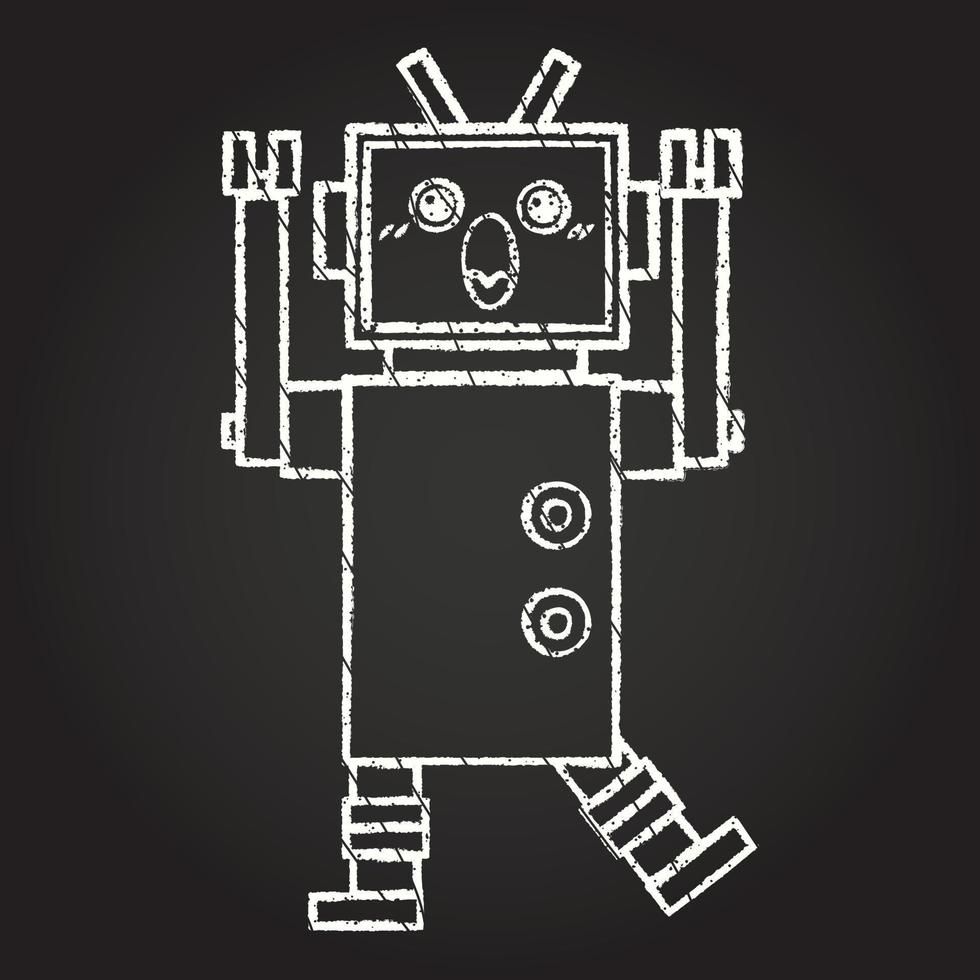 dibujo de tiza de robot vector