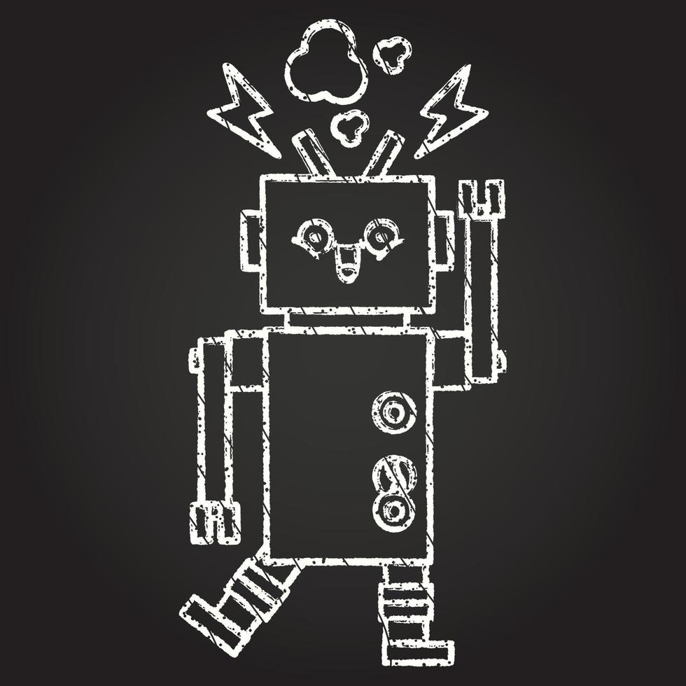 dibujo de tiza de robot vector