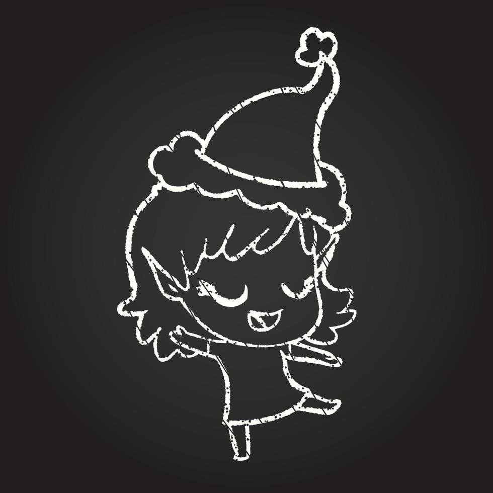 Dancing Elf Chalk Drawing vector