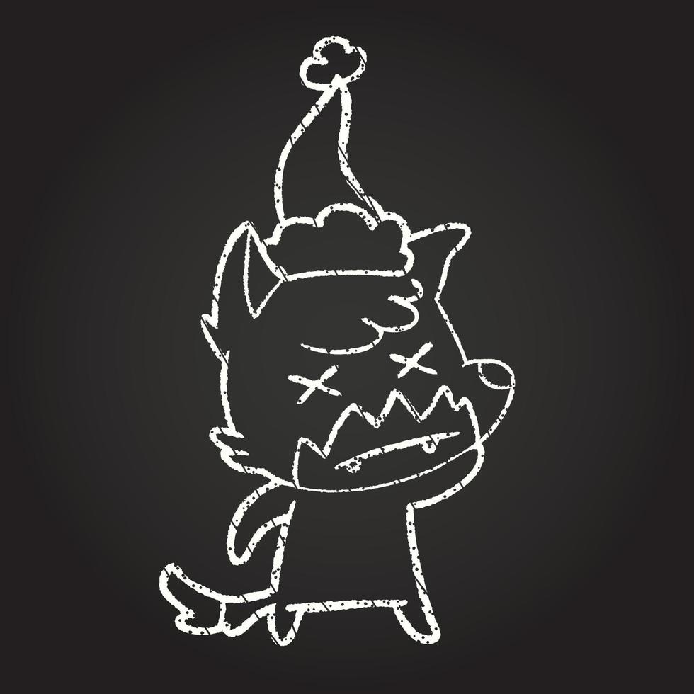 Festive Wolf Chalk Drawing vector