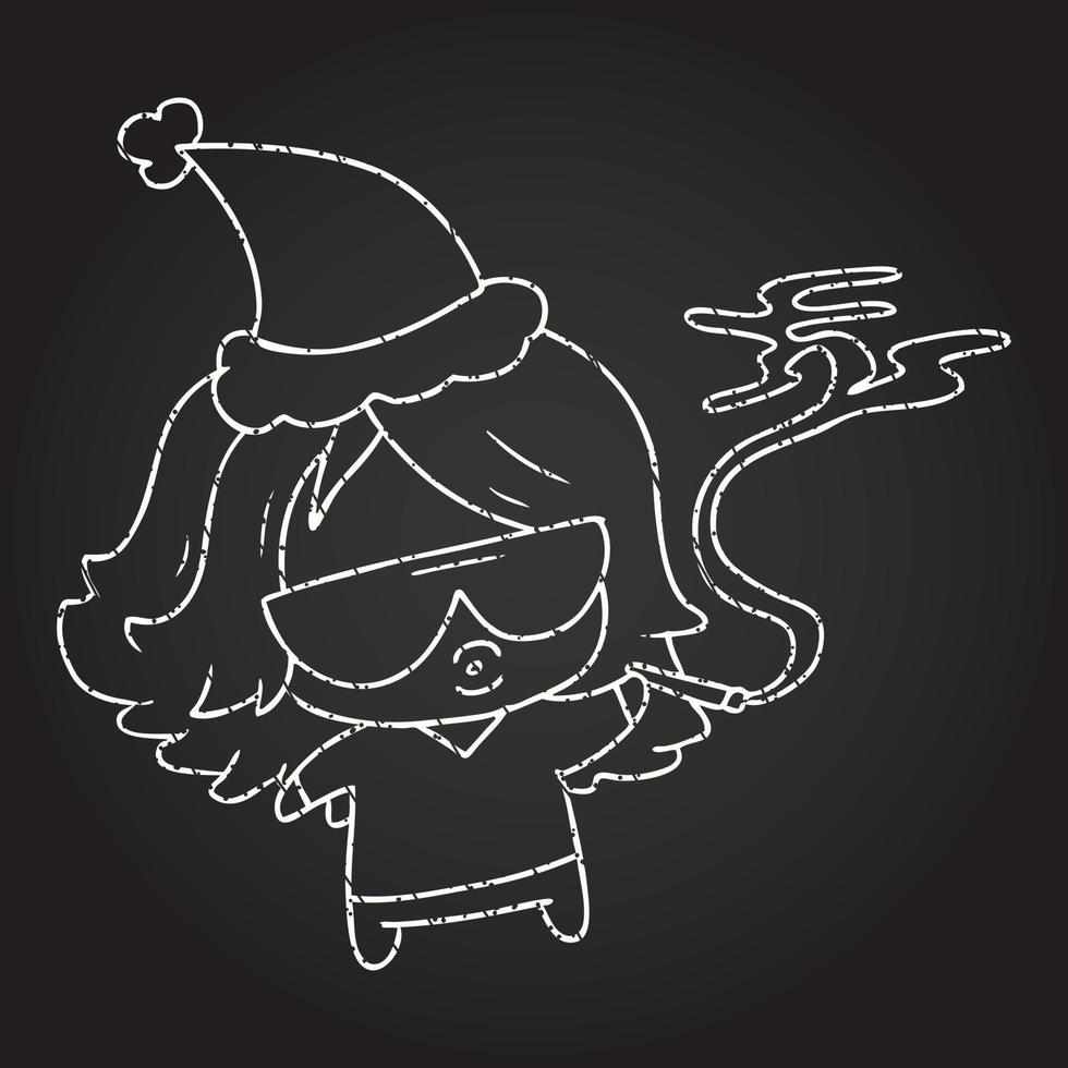Christmas Woman Chalk Drawing vector