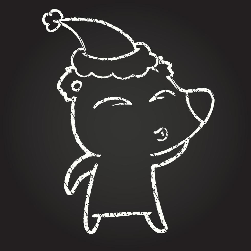 dibujo de tiza de oso de navidad vector