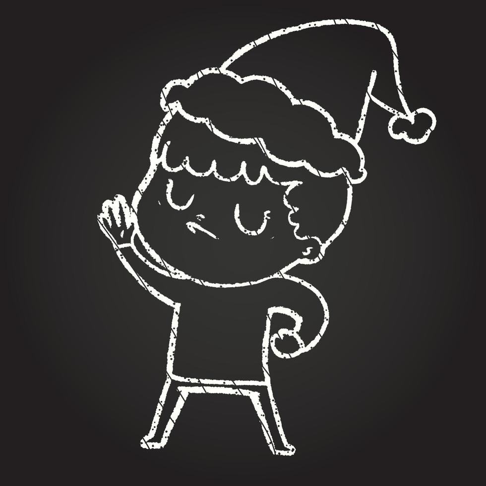 dibujo de tiza de niño de navidad vector