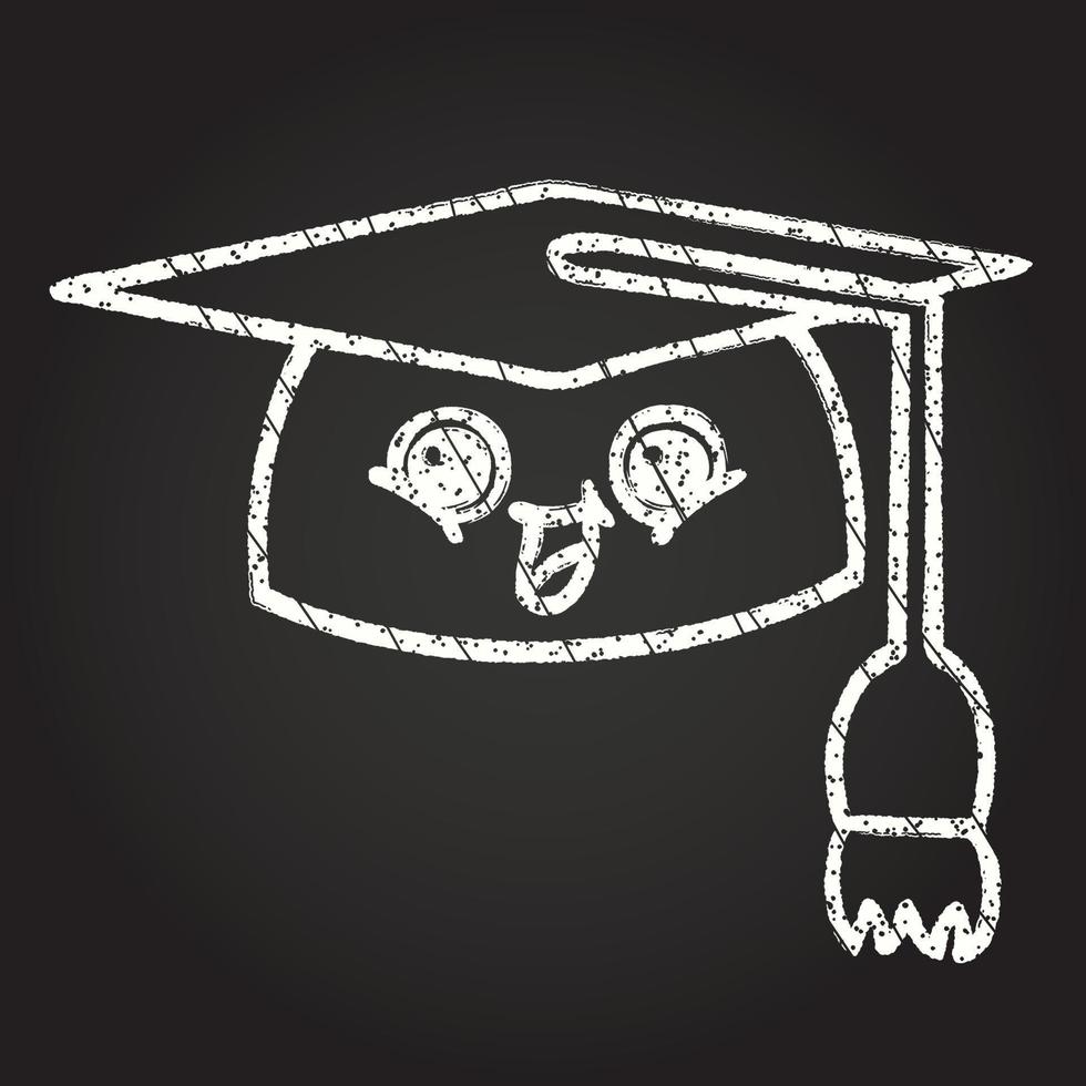 dibujo de tiza de gorro de graduación vector