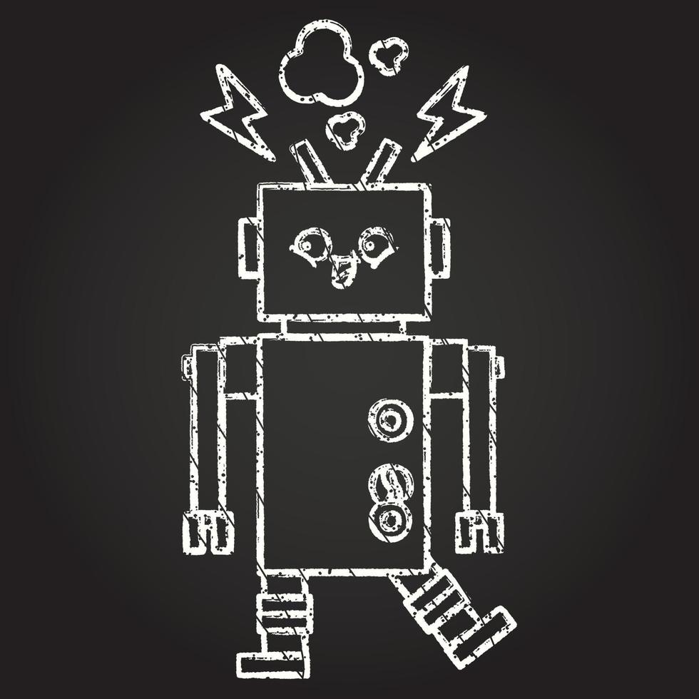 dibujo de tiza de robot vector