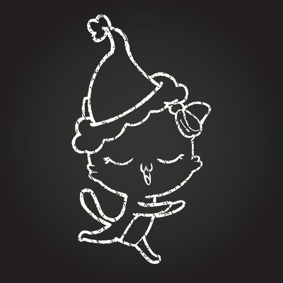 Christmas Cat Chalk Drawing vector