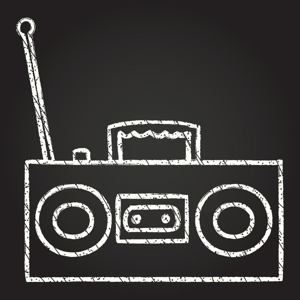 dibujo de tiza de boombox vector