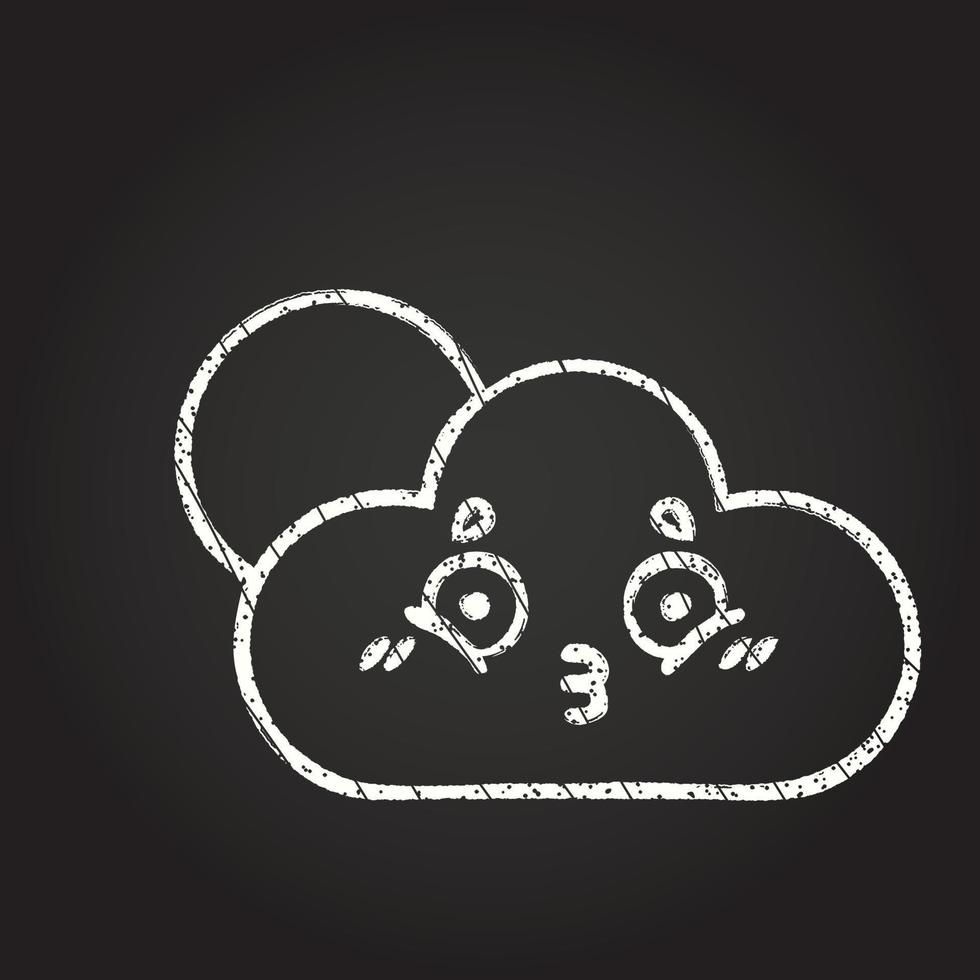 Surprised Cloud Chalk Drawing vector