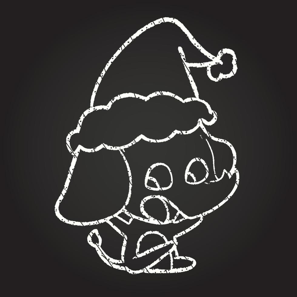 Christmas Elephant Chalk Drawing vector