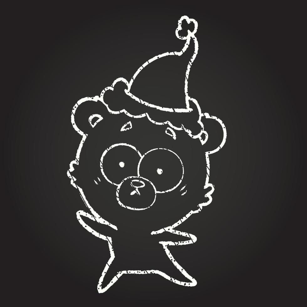 Christmas Teddy Chalk Drawing vector