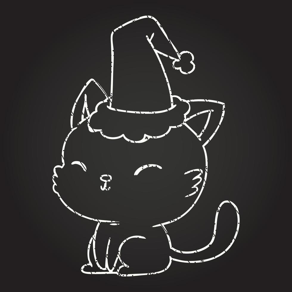 Christmas Cat Chalk Drawing vector