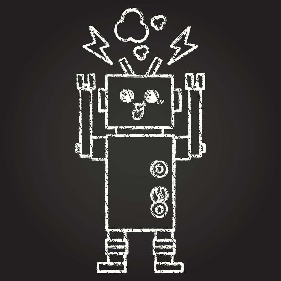 Robot Sparking Chalk Drawing vector