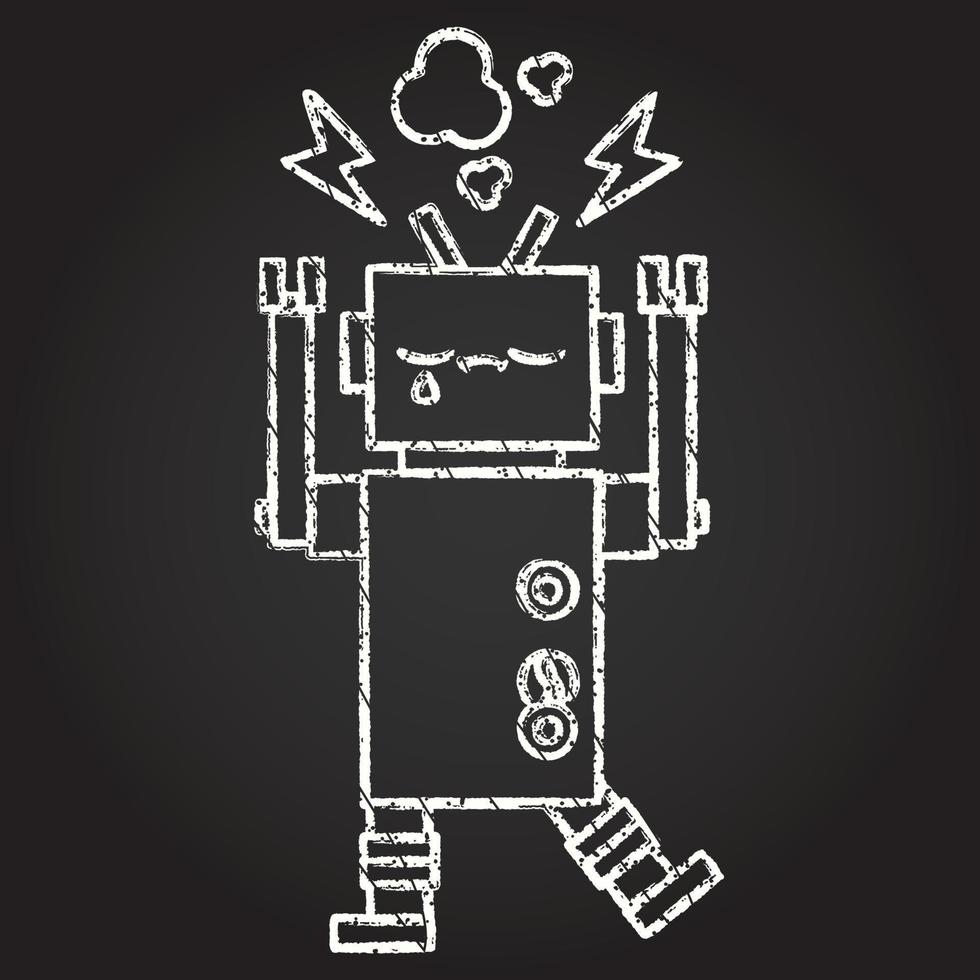 Malfunctioning Robot Chalk Drawing vector