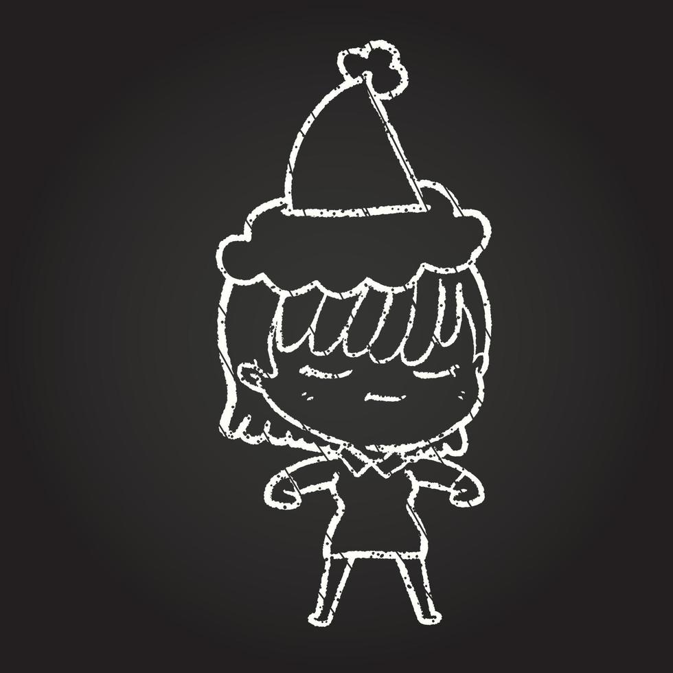 Christmas Woman Chalk Drawing vector