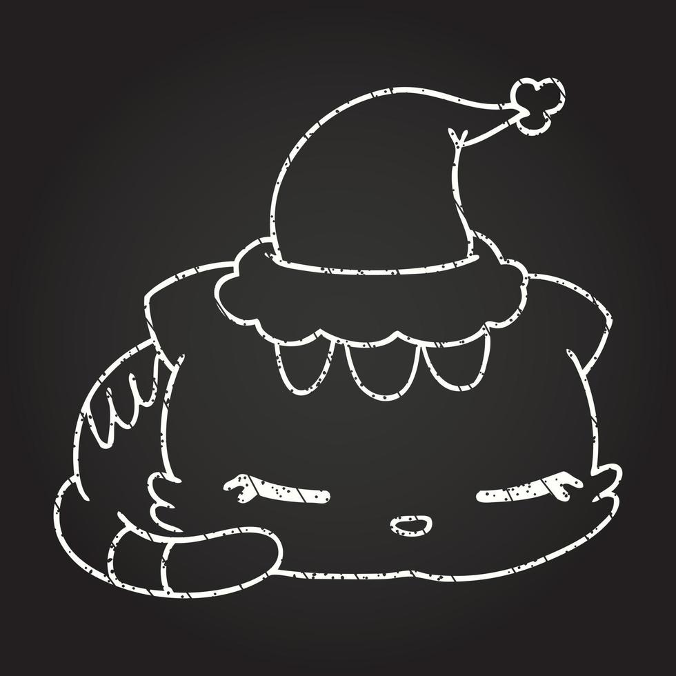 Christmas Cat Chalk Drawing vector