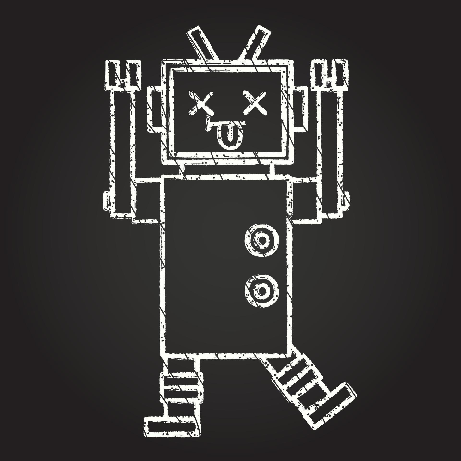 Crazy Robot Chalk Drawing 13112412 Vector Art at Vecteezy