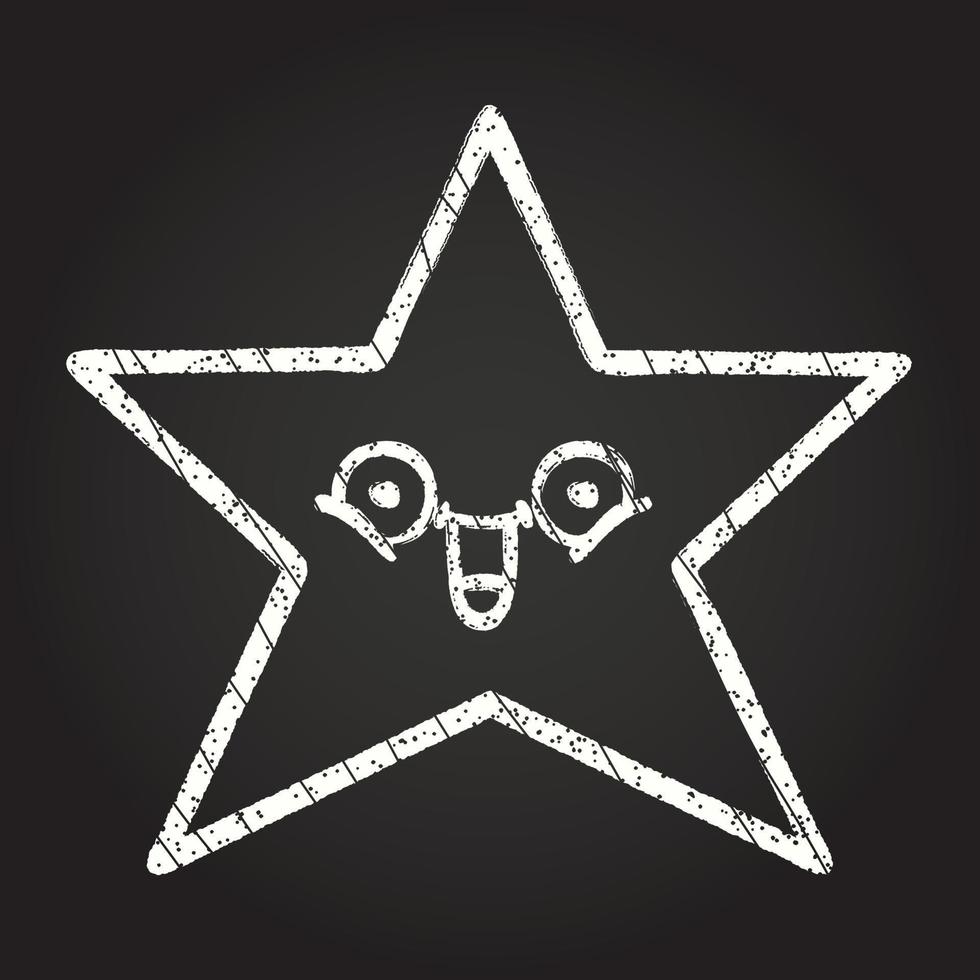 Star With Face Chalk Drawing vector