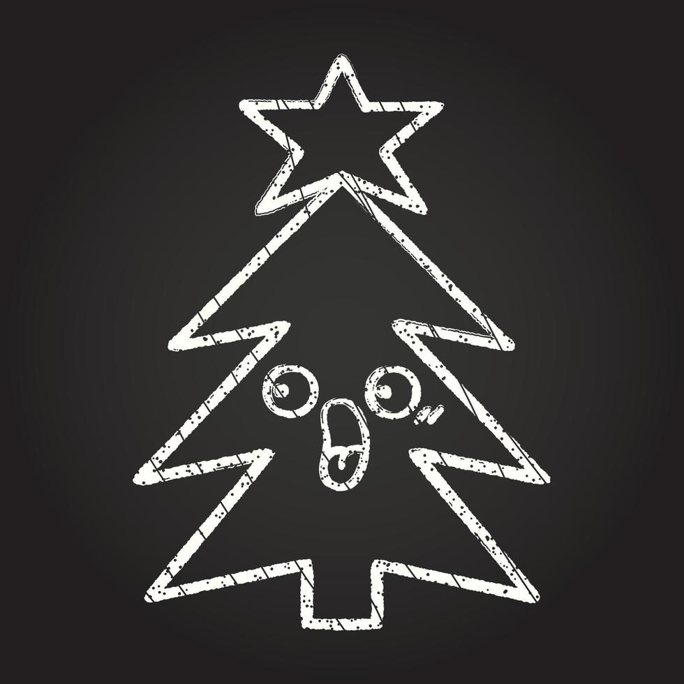 dibujo de tiza del árbol de navidad vector