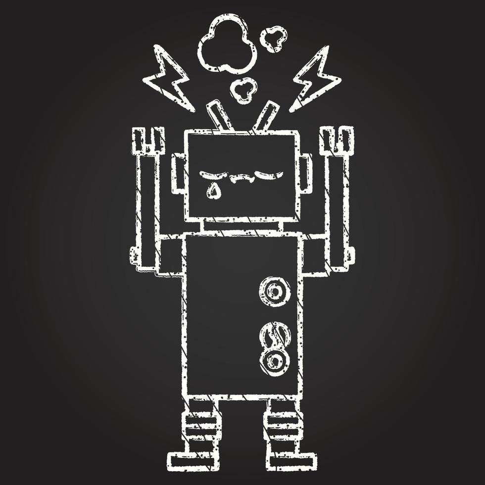 Broken Robot Chalk Drawing vector