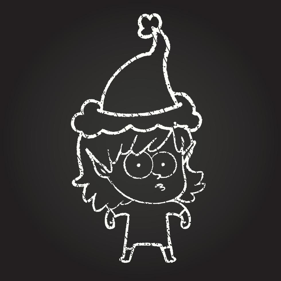 Christmas Elf Chalk Drawing vector