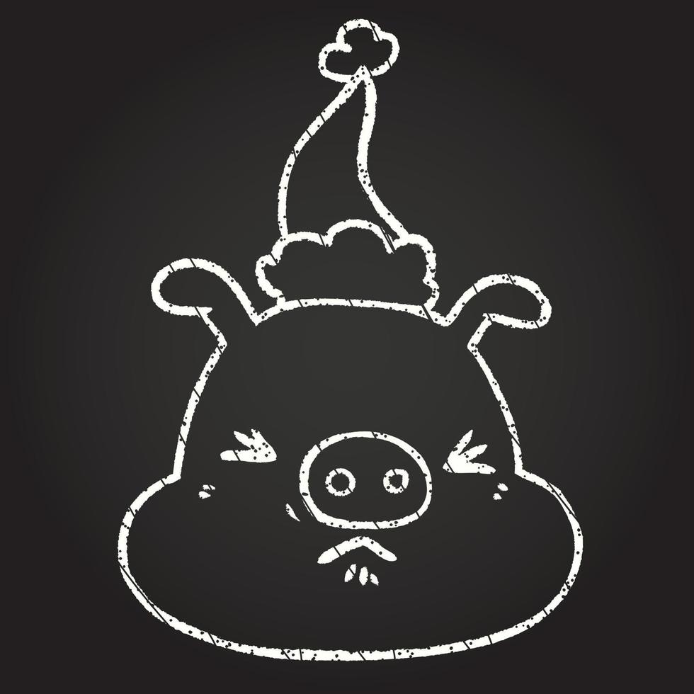 Christmas Pig Chalk Drawing vector