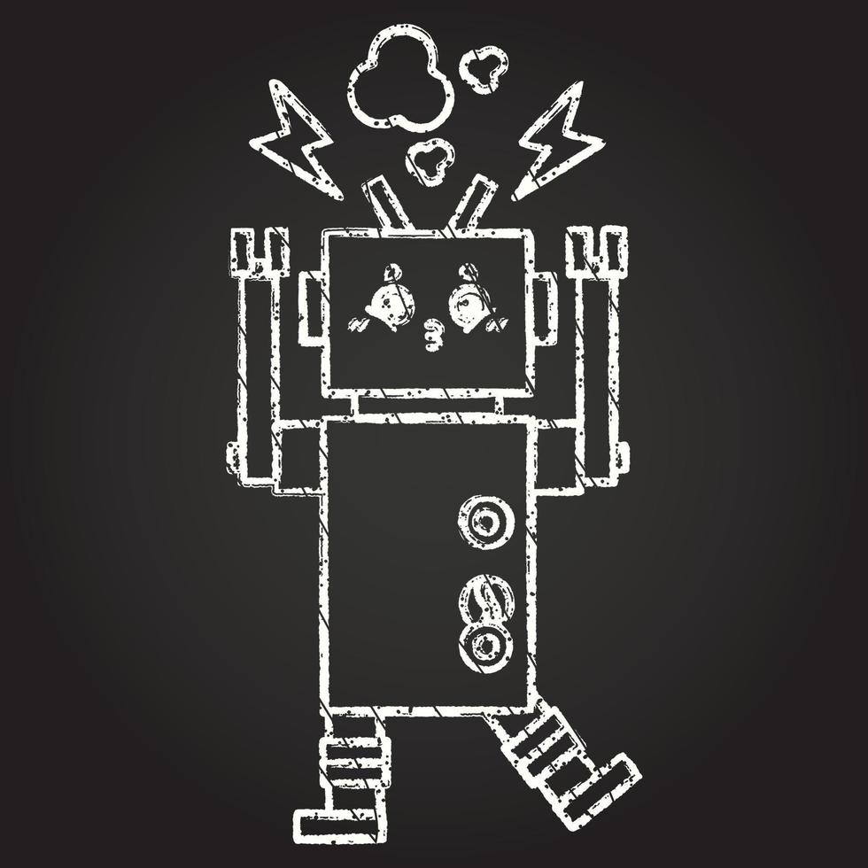 Robot Panic Chalk Drawing vector