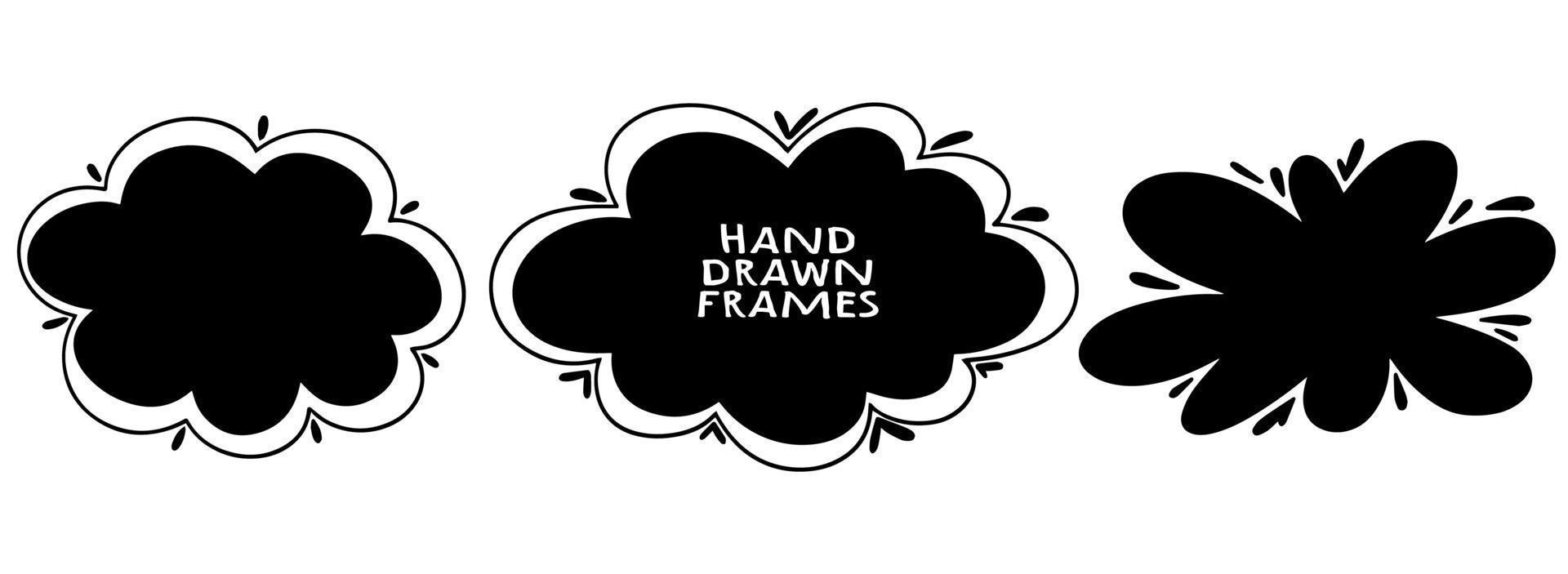 Collection of hand drawn vector cute cloud shaped frames.