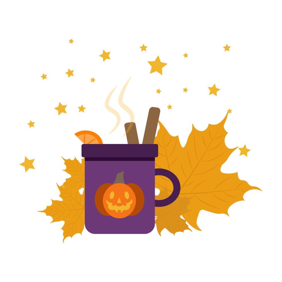Mulled wine cup with pumpkin vector