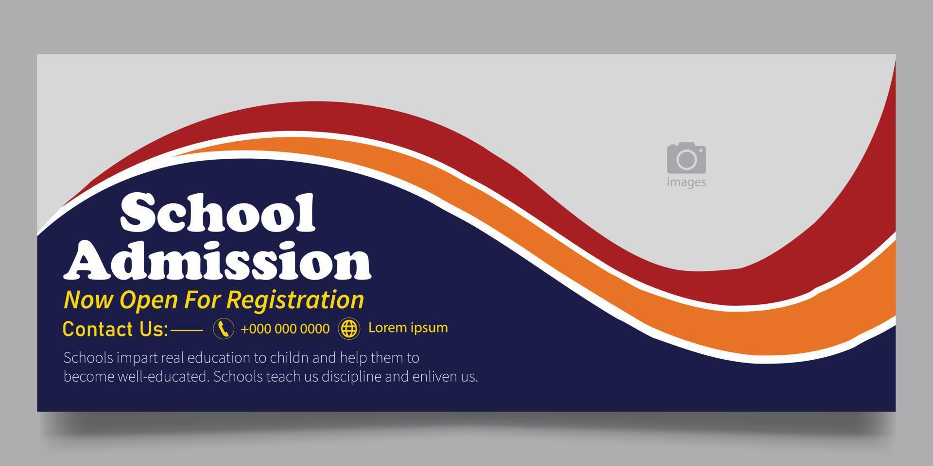 web banner template for school admission vector