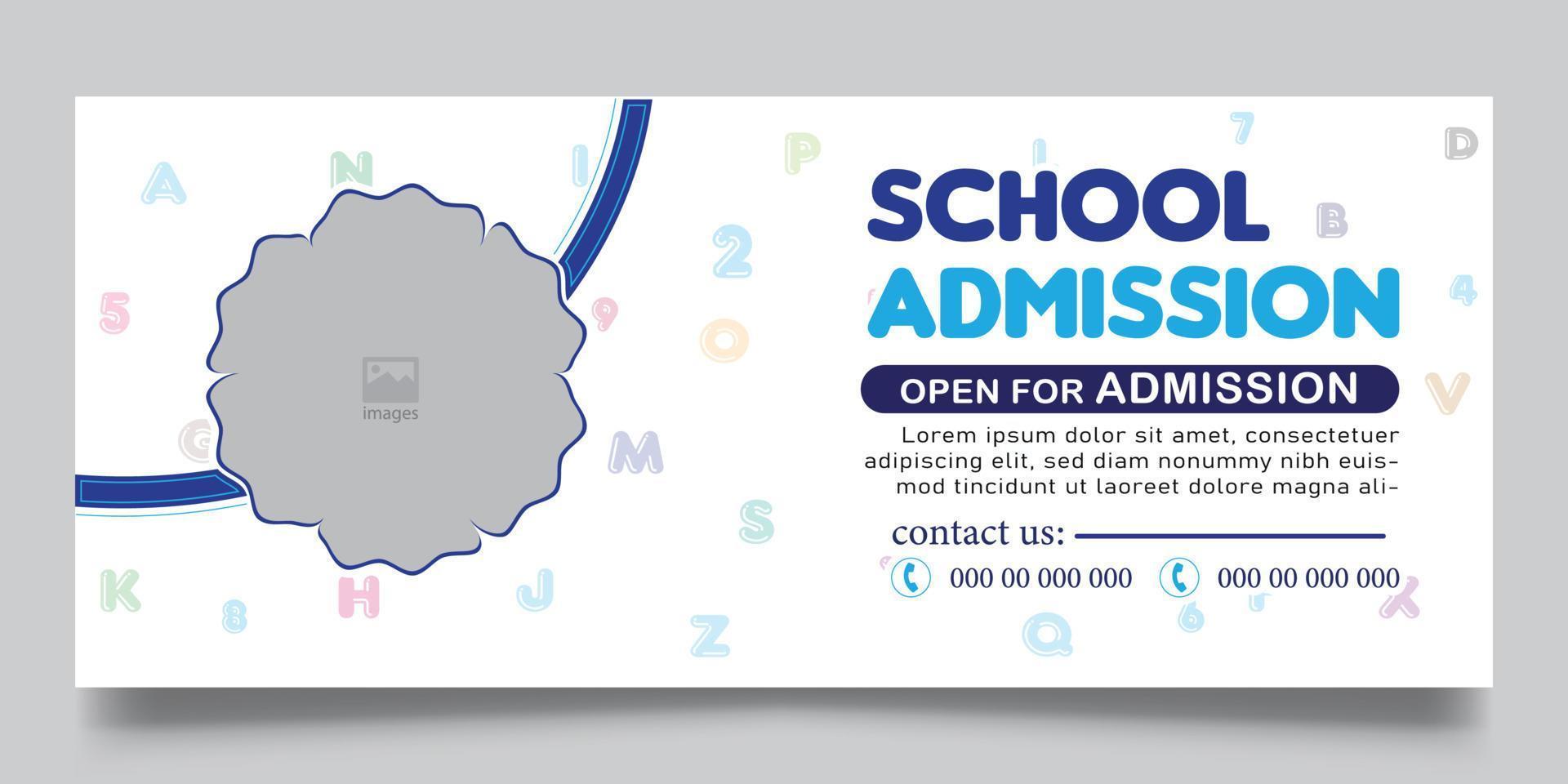 web banner template for school admission vector