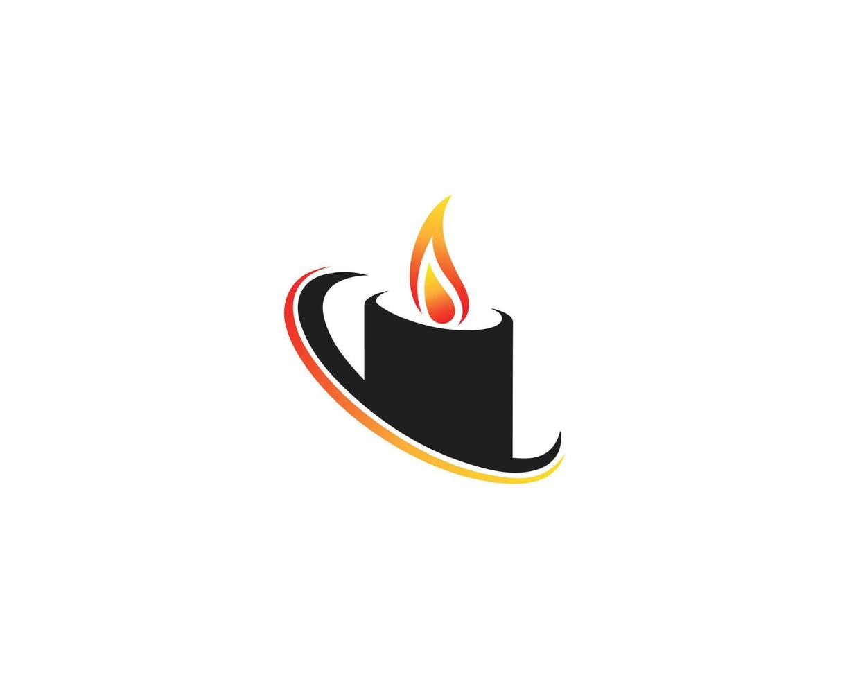 Creative Candle Light Flame Logo Design With Circle Vector Illustration.