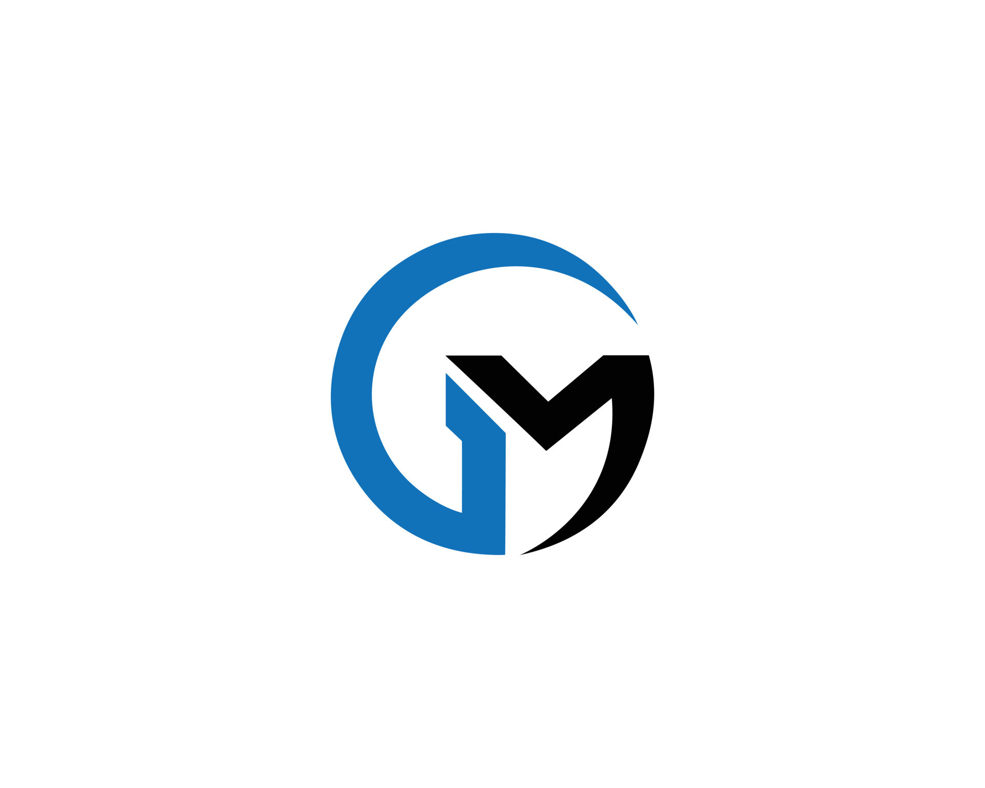 Gm logo with circle rounded negative space design Vector Image