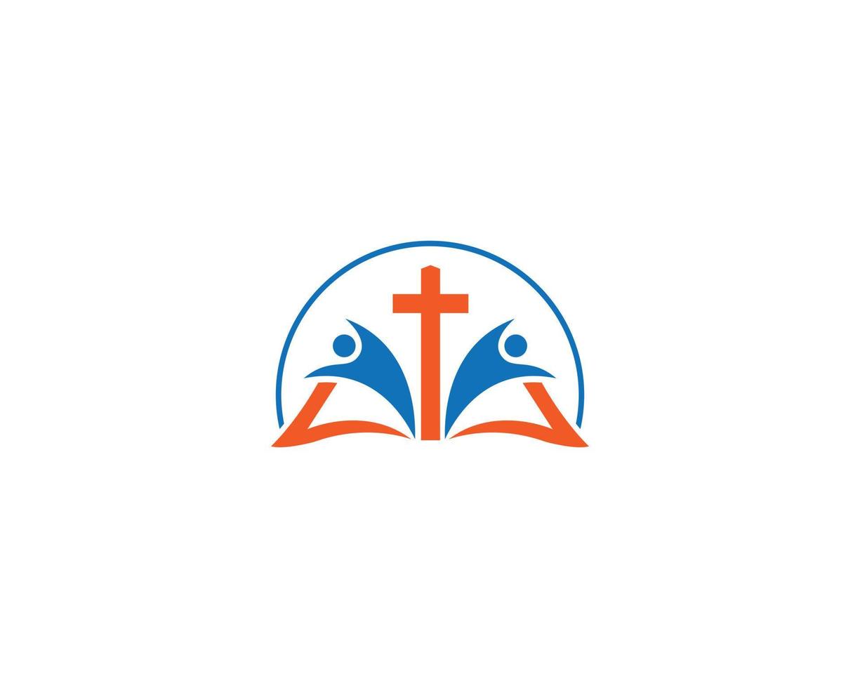 Christian Church Logo Book Educational Design Symbol With Bible Learning And Teaching Class Vector Template.