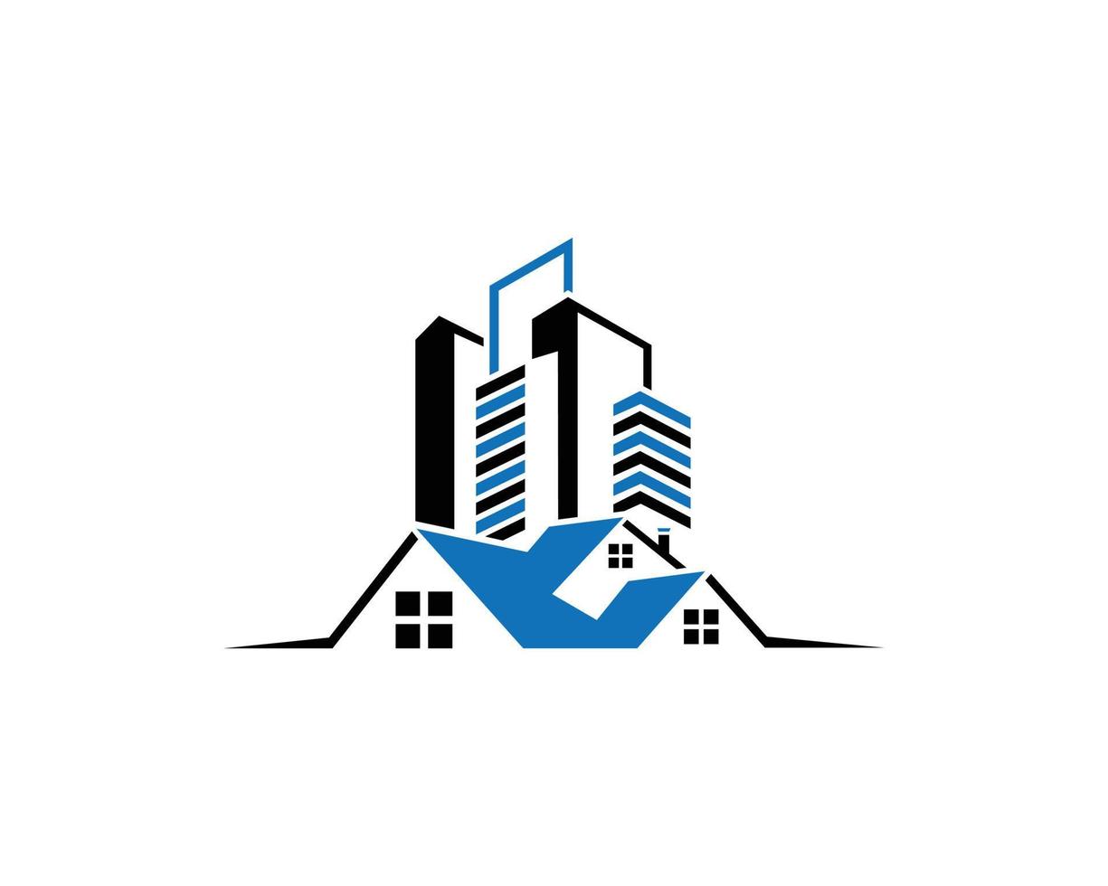 diseño de logotipo abstracto de edificios de la empresa de silueta de casa inmobiliaria con plantilla de horizonte de la ciudad. vector