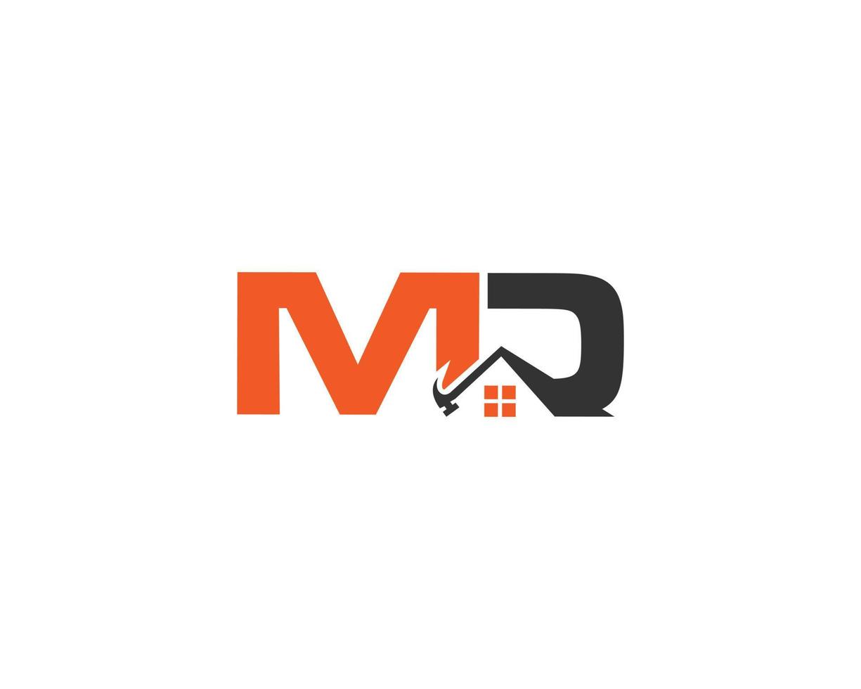 MD Letter Home service And Repair Home Construction Logo Design Template. vector