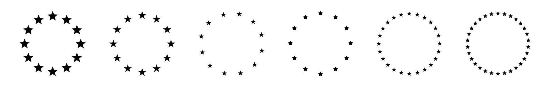Star in circle icon set. Frame from stars isolated on white background vector