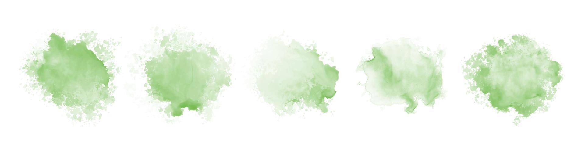 Set of abstract green watercolor water splash on a white background vector