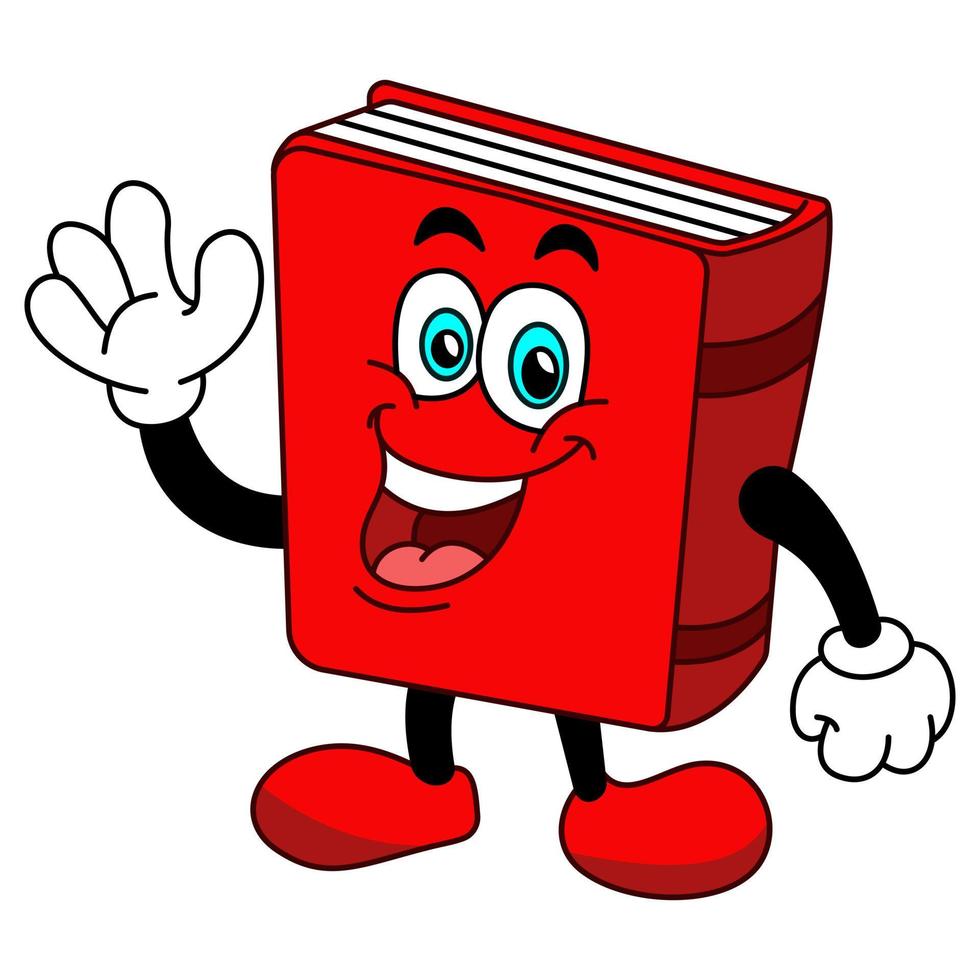 Book Cartoon Character Waving Hand vector