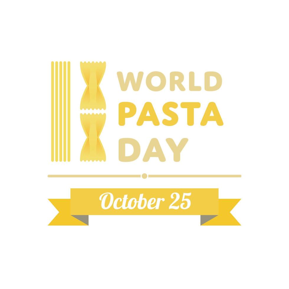 World pasta day. Pasta and fork logo design illustration for banner, poster on october. vector