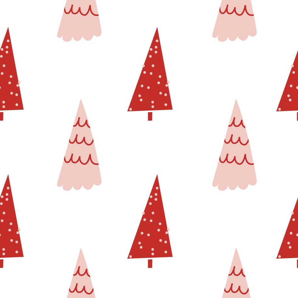 Christmas Seamless Pattern with Christmas tree. Holiday winter square pattern. White background. Cute illustration. Winter wallpaper vector