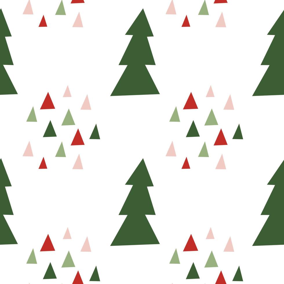 Christmas Seamless Pattern with Christmas tree. Holiday winter square pattern. White background. Cute illustration. Winter wallpaper vector