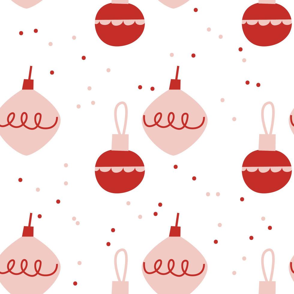 Seamless Pattern with Christmas baubles. Holiday winter square pattern. White background. Cute illustration. Winter wallpaper vector