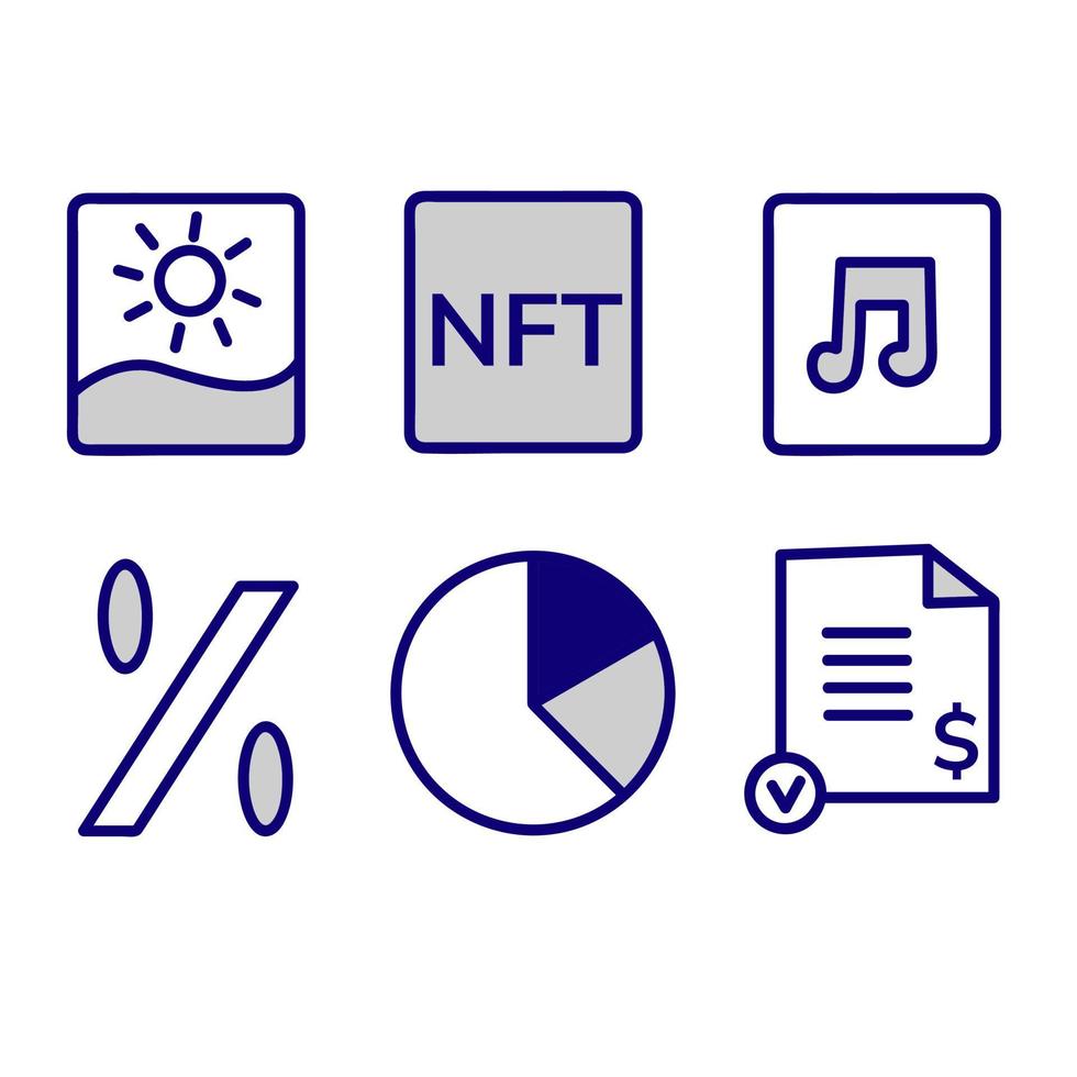 Investment trade NFT vector icons. Financial crypto concept illustrations set.Concept of financial success and investment