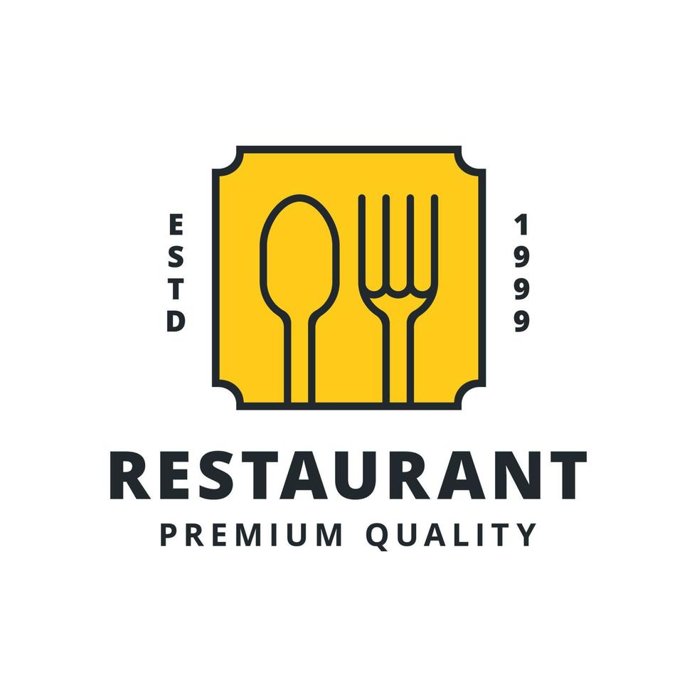 Retro restaurant logo spoon and fork icon badge logo template vector