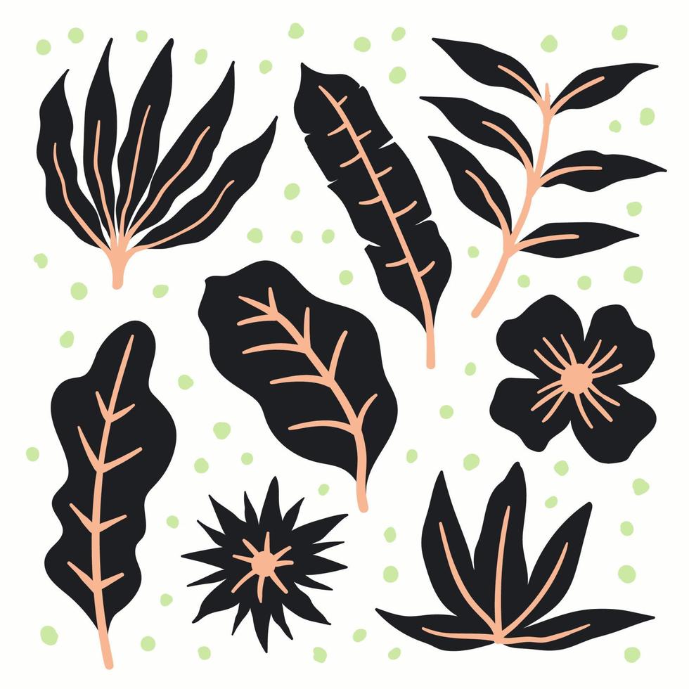Hand drawn flat floral pattern on white background vector