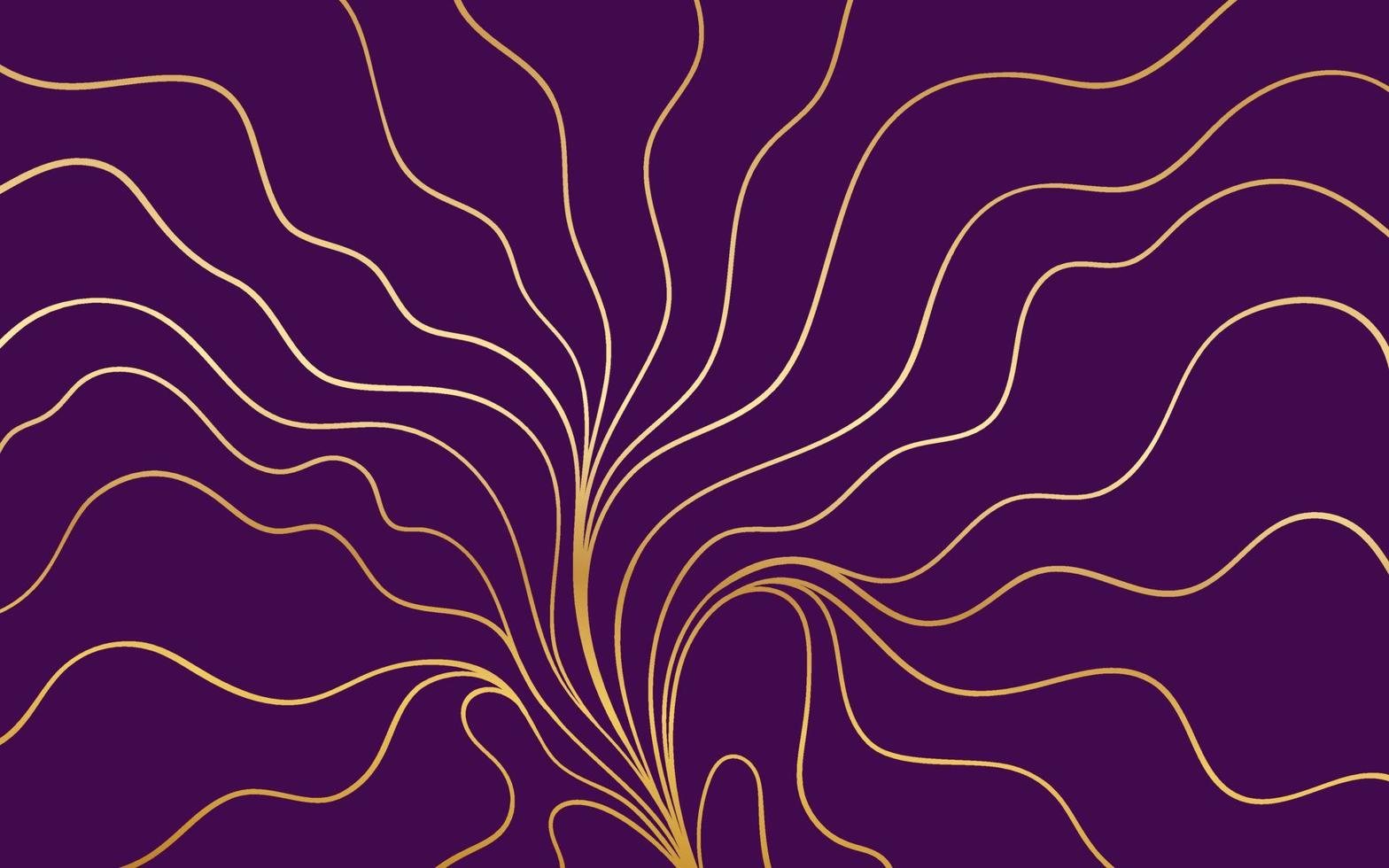 elegante fondo morado oscuro con líneas doradas abstractas vector