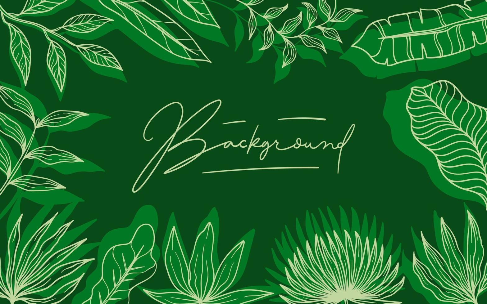 Hand drawn linear nature floral frame on green background vector