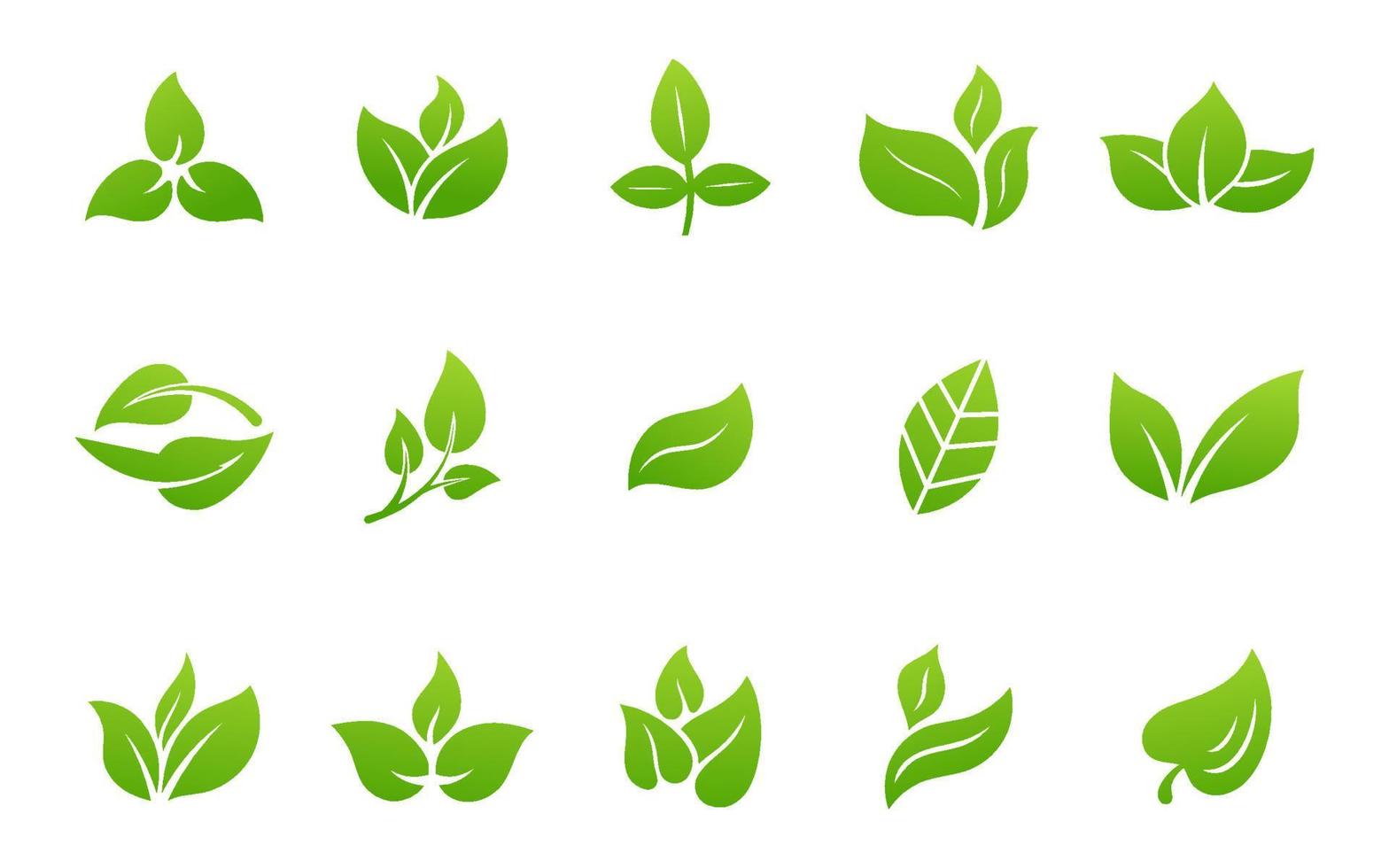 Green leaves set eco friendly collection vector