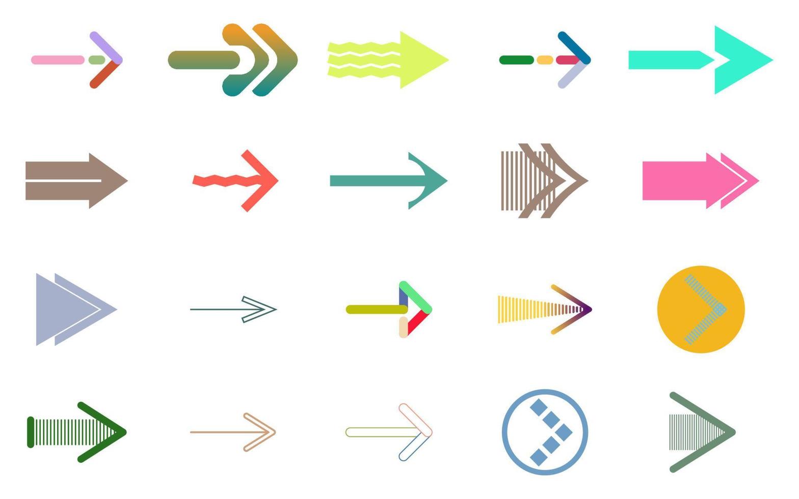 Set of Color Arrows Icons Free Vector Collection