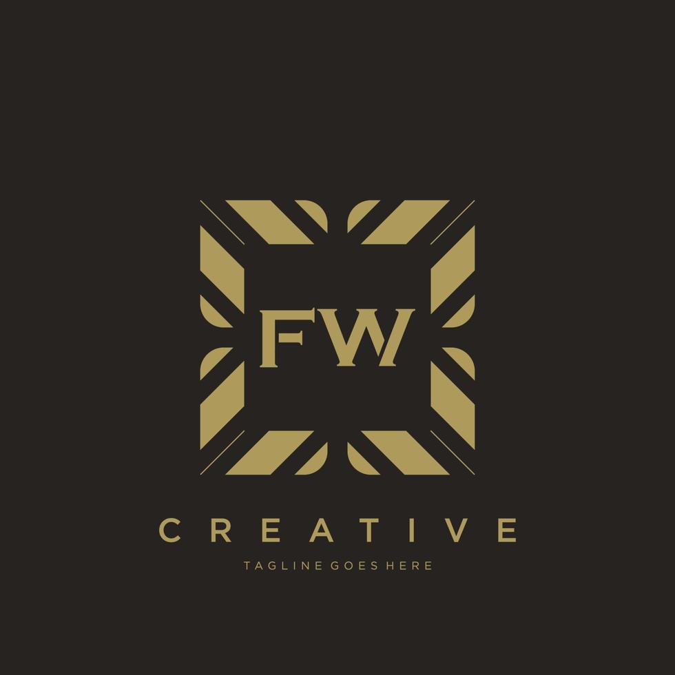 vector de plantilla de logotipo de monograma de adorno de lujo de letra inicial fw